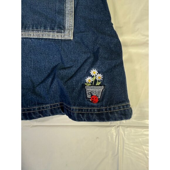 KHQ Denim Overall Jean Dress Floral Accents Girls Size 6X Vintage 6 - Picture 3 of 4
